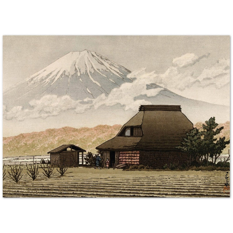 Fuji from Narusawa village by Kawase Hasui, woodblock print reproduction