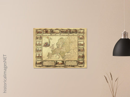 Ancient old map of Europe.  of antique illustrated european map. . XVIII Century