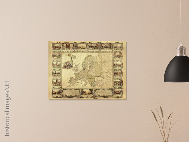 Ancient old map of Europe.  of antique illustrated european map. . XVIII Century