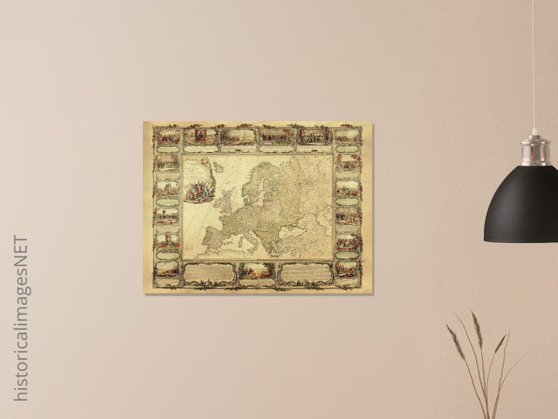 Ancient old map of Europe.  of antique illustrated european map. . XVIII Century