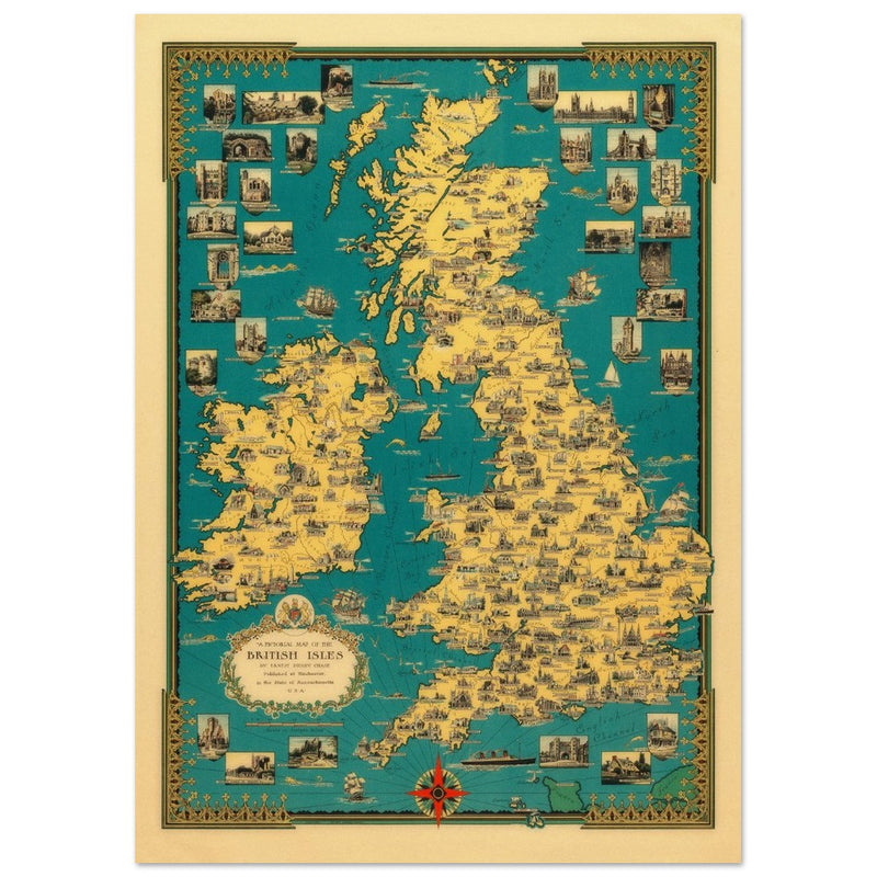 Old map of the British islands by Ernest Dudley Chase