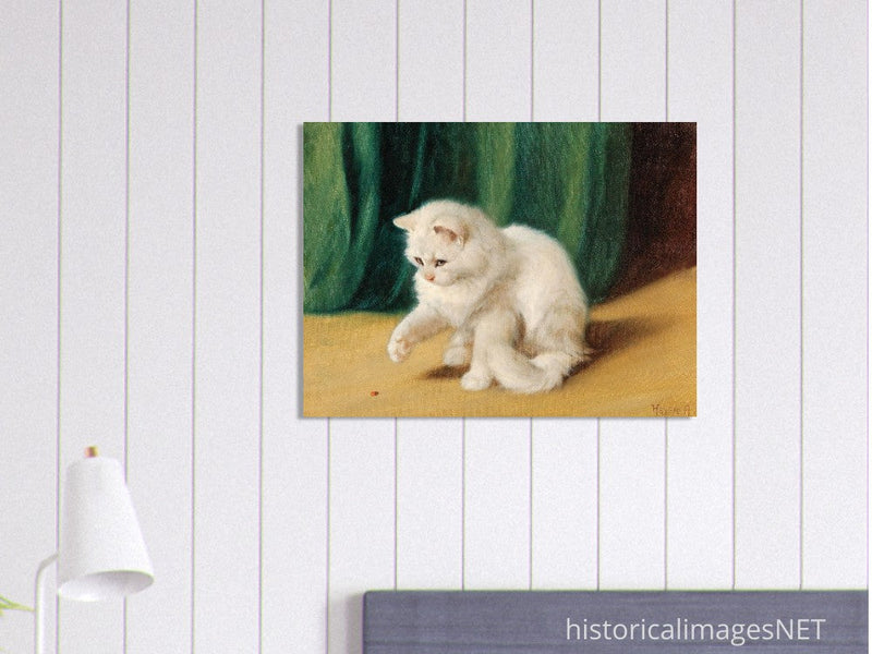 Cat with Ladybird old painting by Arthur Heyer.