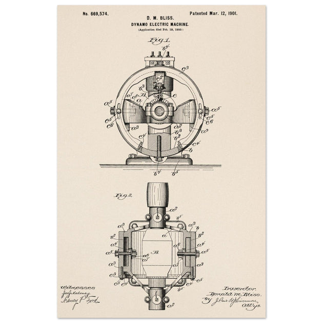 Dynamo electric machine patent by D M Bliss.