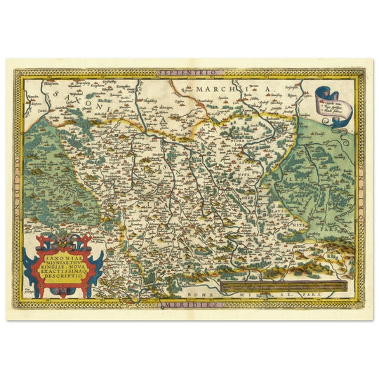 Ancient historic map of Saxony, Meissen, and Thuringia by Abraham Ortelius.