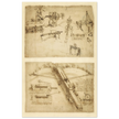 Leonardo da Vinci Atlantic Codex (Codex Atlanticus) Giant crossbow drawing reproduction.