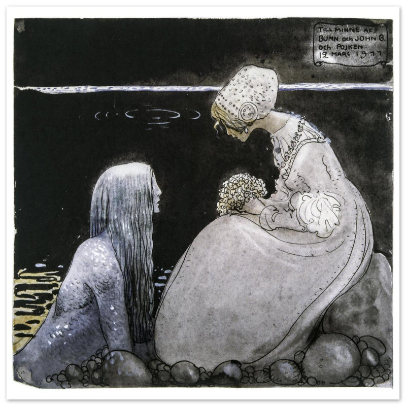 John Bauer illustration for the fairy tale Agneta and the Sea King by Helena Nyblom.