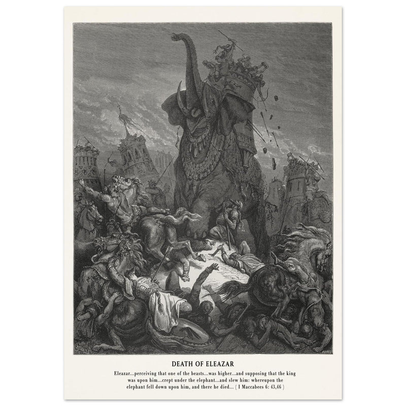 Gustave Dore The Bible engraving print . Death of Eleazar illustration .