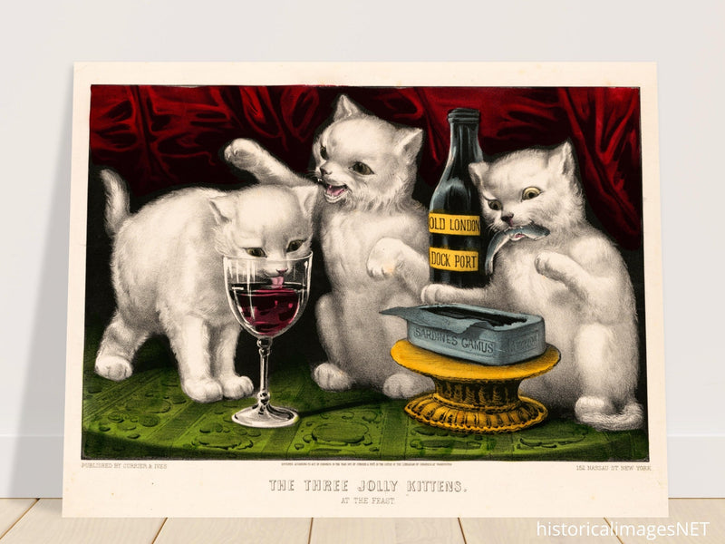 The three jolly kittens  at the feast Author Currier & Ives 1871