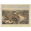 New York City aerial view. 1852 Vintage antique map reproduction.