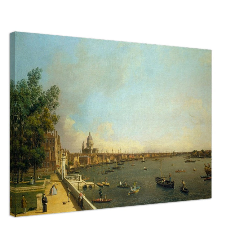 London antique painting by Canaletto 1750 The Thames from Somerset House Terrace towards the City.