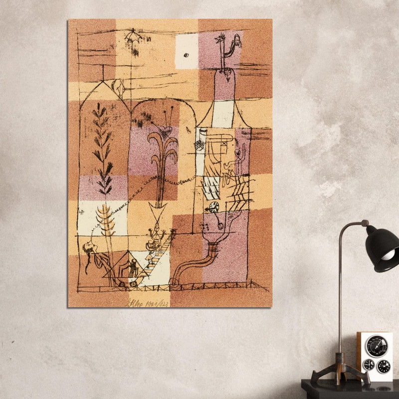Paul Klee Hoffmanesque Scene abstract painting.