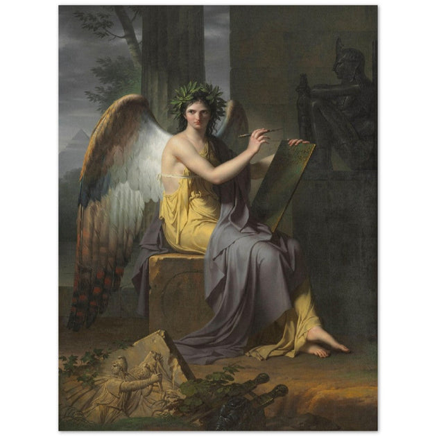 Clio Muse of History by Charles Meynier 1800. Antique painting art print. Winged greek goddess.