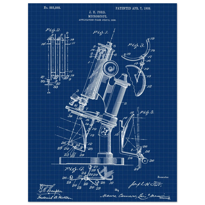 vintage microscope patent by J H Ford.
