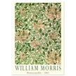 William Morris art print Honeysuckle wallpaper. Vintage flower and leaves poster.