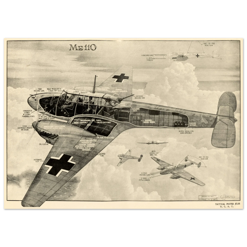 Messerschmitt Bf 110 fighter World War 2 poster