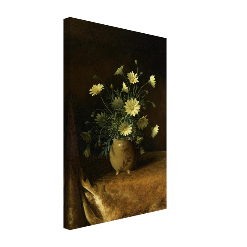 Yellow Daisies in a Brown Bowl antique painting reproduction by Martin Johnson Heade