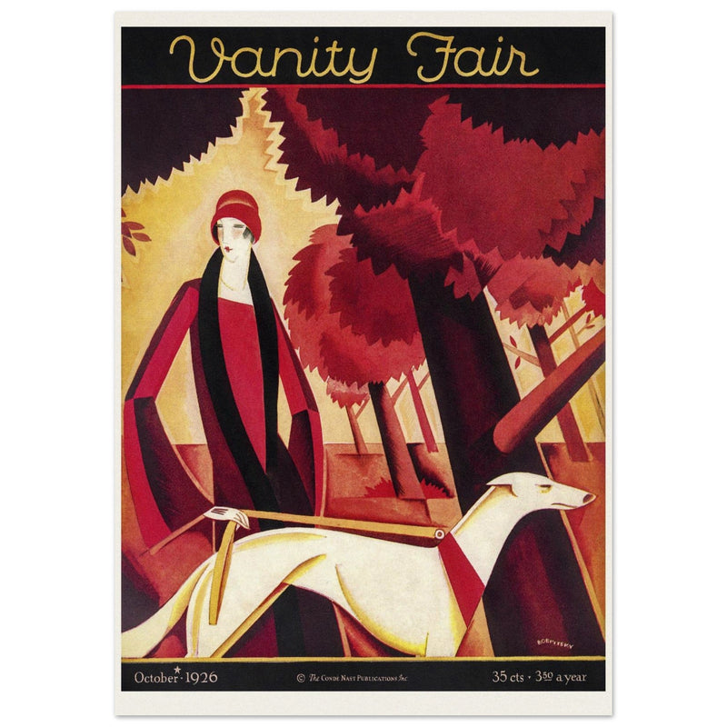 Vanity Fair vintage cover  1926 by Victor Bobritsky Elegant woman with dog -