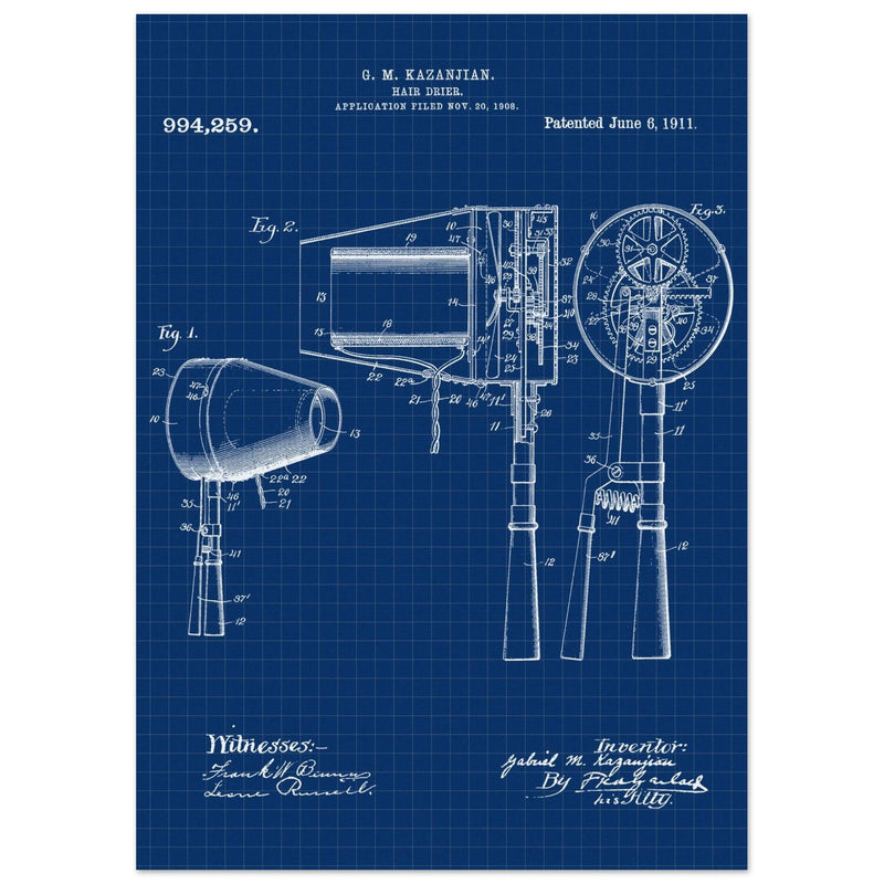 Hair Drier patent drawing by G M Kazanjian