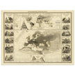 Birds in Europe illustrated vintage old map by Alexander Keith Johnston