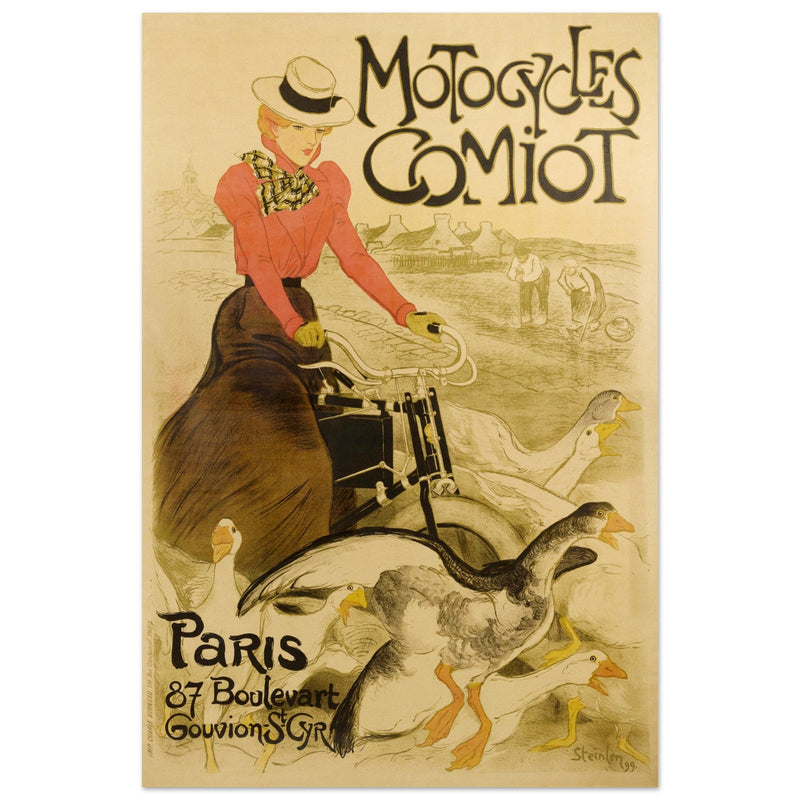 Theophile Steinlen print for Comio Cycles. Art Nouveau bicycle advertising poster. decoration.