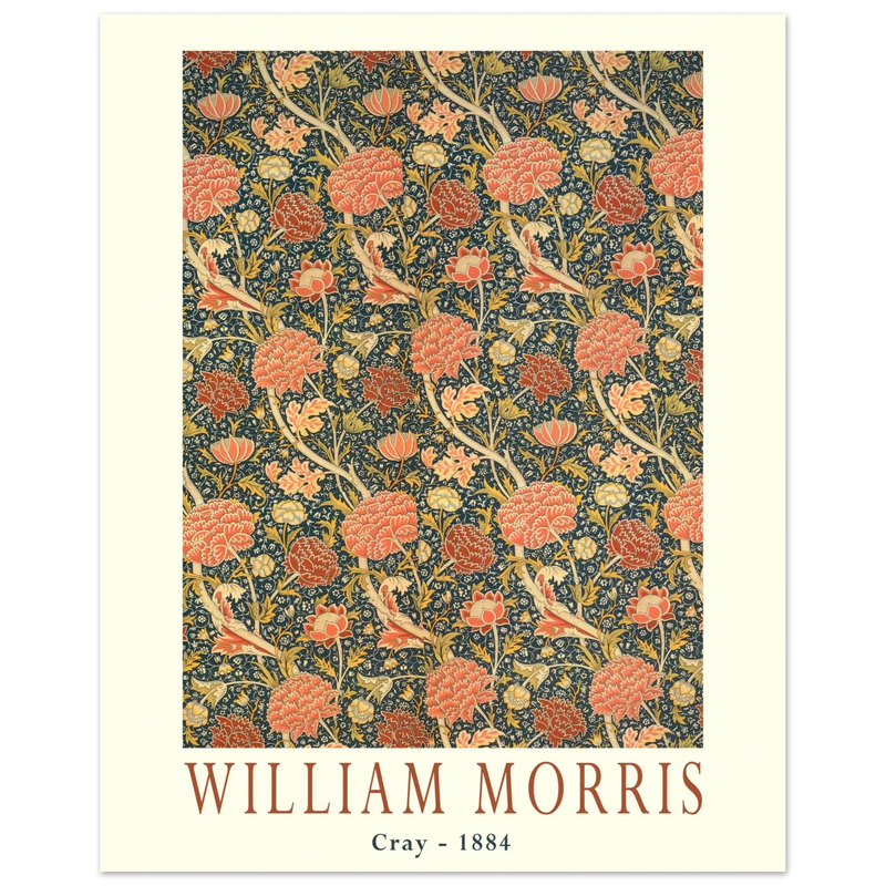 William Morris Cray 1884. Vintage printed cotton  art print.