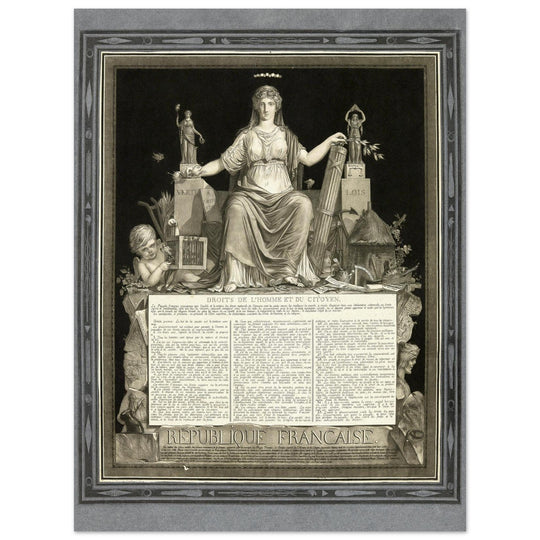 La République Française promulguant les Droits de l'Homme et du Citoyen. Human rights established during the French Revolution