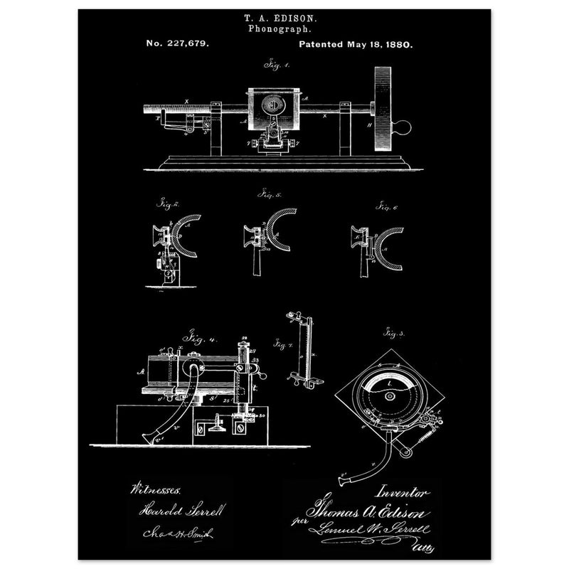 The Phonograph patentby Thomas Alva Edison. Patent 227679