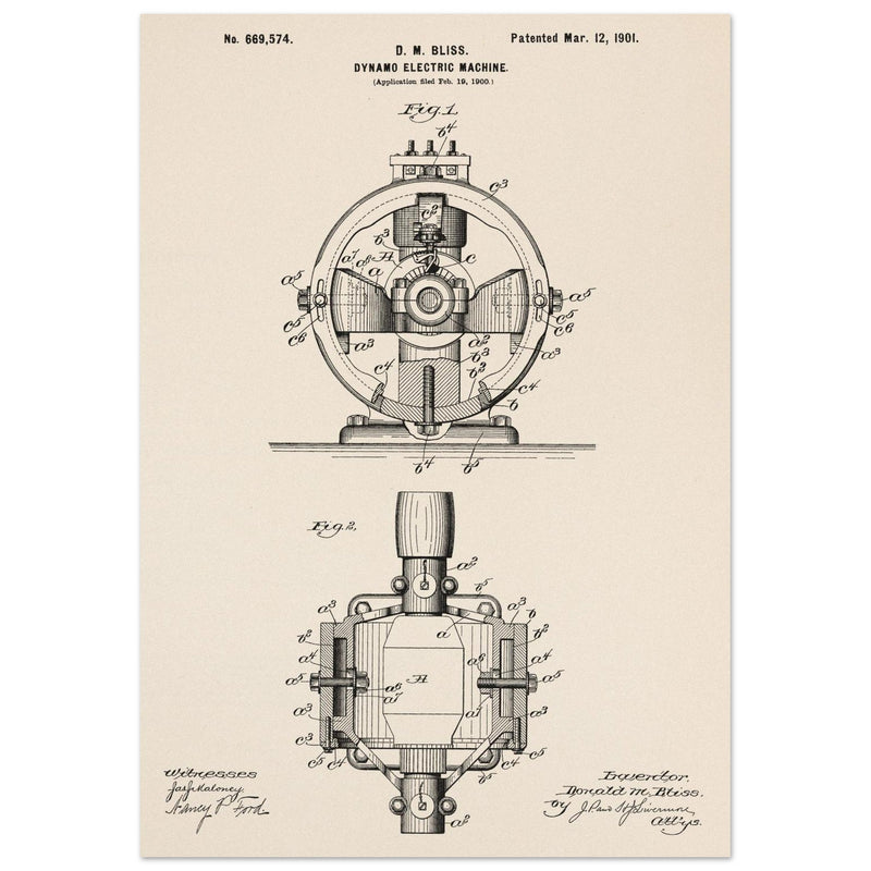 Dynamo electric machine patent by D M Bliss.
