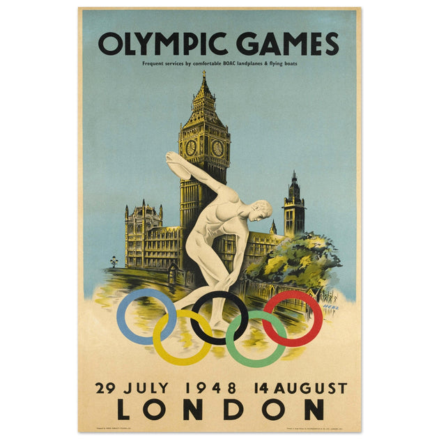 Olympic Games London 1948 promotional print . Vintage decoration.