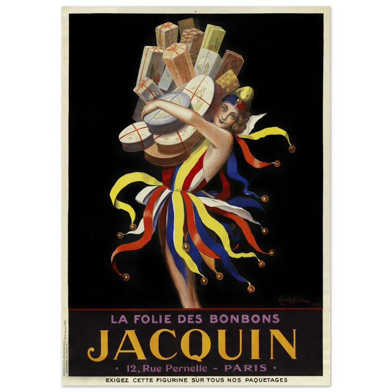 La Folie des Bonbons Jacquin THe jester of bonbons vintage advertising by Leonetto Cappiello.