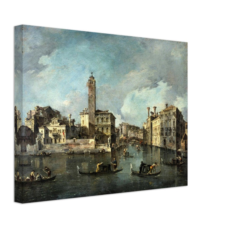 Antique painting of the Grand Canal at San Geremia, Venice Italy. Francesco Guardi.
