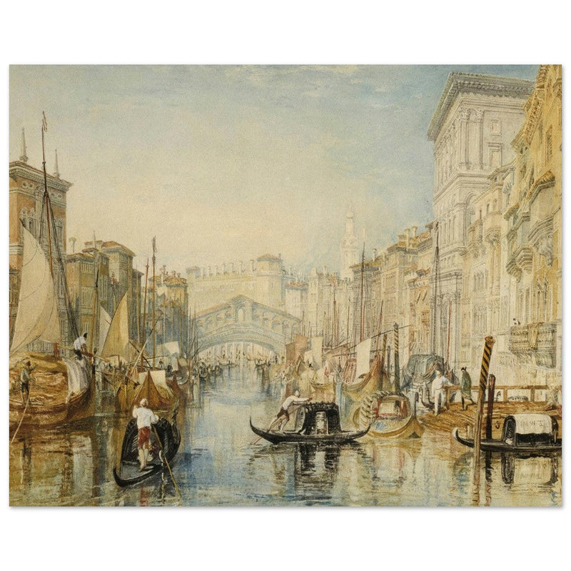 Venice the Rialto bridge in Italy. Antique painting by  Joseph Mallord William Turner.