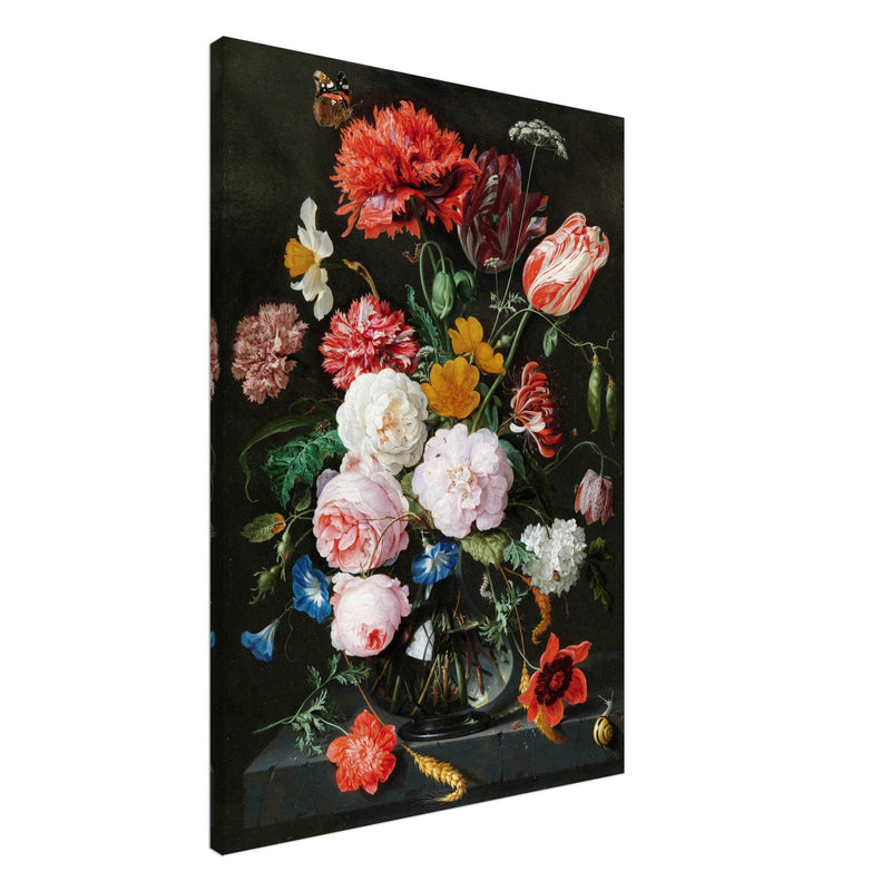 Flowers in a Glass Vase by Jan Davidsz. de Heem XVII Century Canvas reproduction