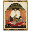 Edmund Dulac and one of his illustration for Princess Badoura fairy tale. Camaralzaman Finds the Talisman .