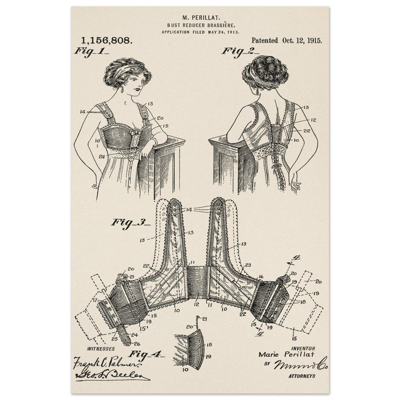 Bust reducer brassiere vintage patent by M Perillat
