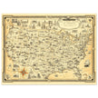 United States of America vintage map by Ernest Dudley Chase celebrating landmarks and national symbols of identity.