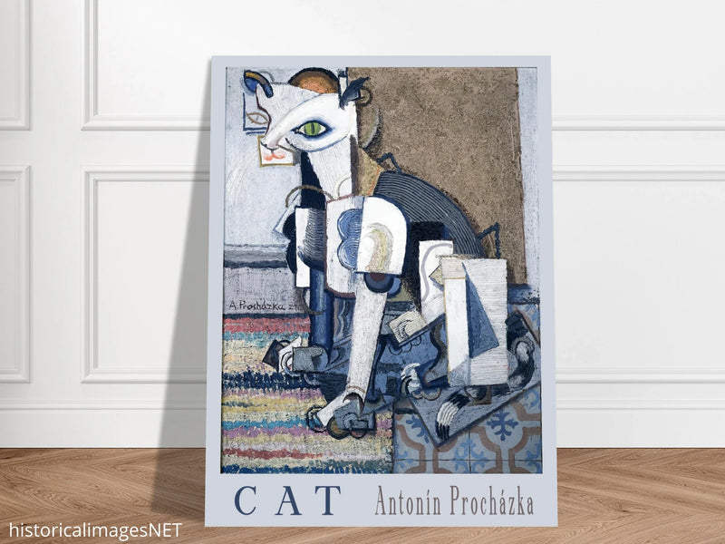 Cat painting cubism style poster reproduction Creator: Antonín Procházka 1921