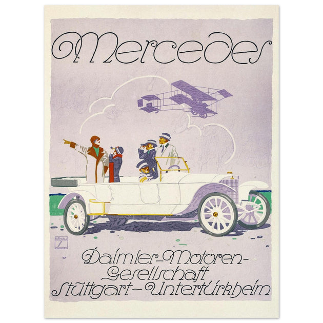 Mercedes car vintage advertising print  1914 by Ludwig Hohlwein.