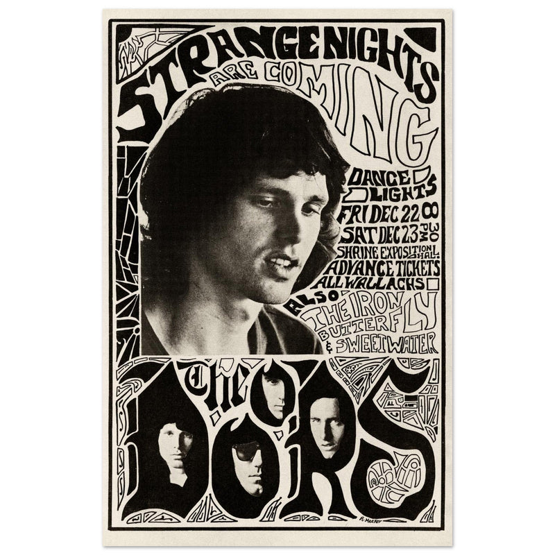 The Doors vintage concert poster. Performance in Los Angeles at the Shrine Exposition Hall 1967.