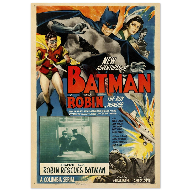 The New Adventures of Batman and Robin vintage movie poster  1949.