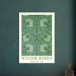 William Morris Pimpernel 1876. Green leaves and flowers wintage wallpaper art print.