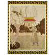 Edmund Dulac and one of his illustration for Princess Badoura fairy tale. Prince Camaralzaman and the Birds.