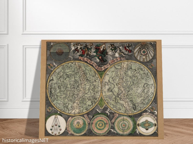 Vintage Celestial map. Planisphaerium Coeleste: Secundum Restitutionem Hevelianam et Hallejanam.