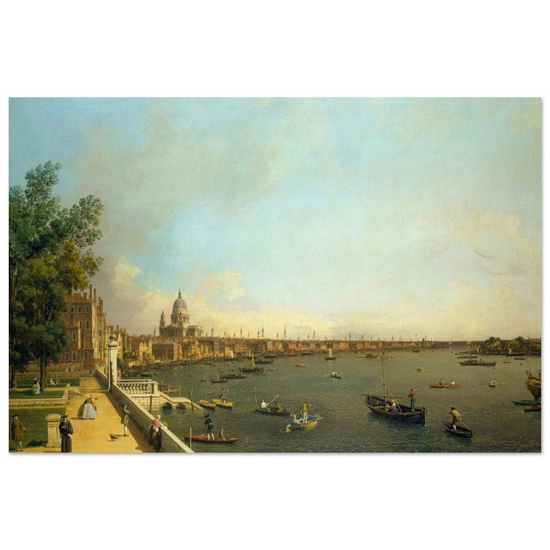 London antique painting by Canaletto 1750 The Thames from Somerset House Terrace towards the City.