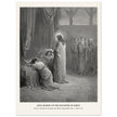 Gustave Dore The Bible engraving print . Jesus raising up the daughter of Jairus miracle .