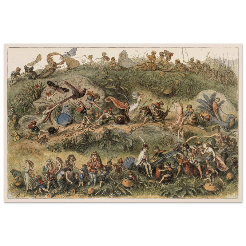 Richard Doyle fantasy illustration part Fairyland book. Triumphal march of the Elf king.