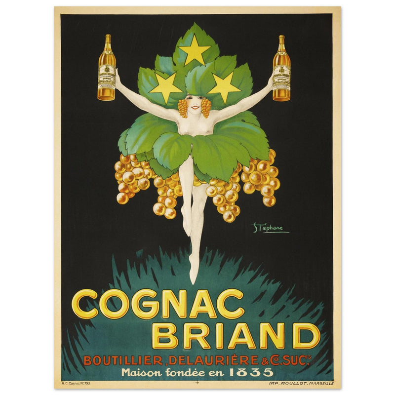 Cognac Briand vintage advertising poster  created in 1925 by M. Stephane.