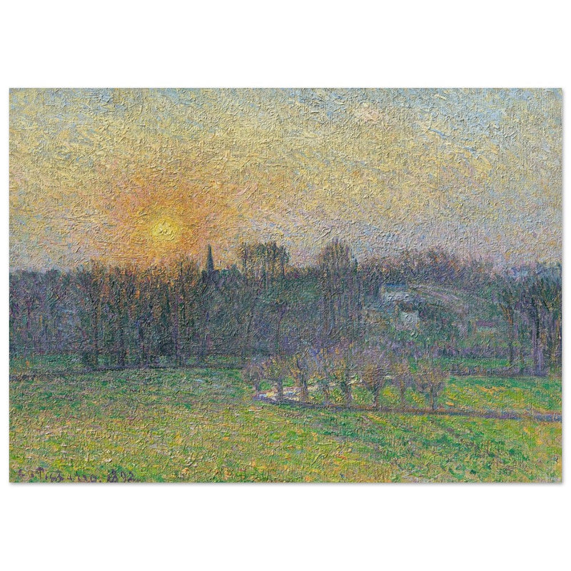 View of Bazincourt Sunset by Camille Pissarro