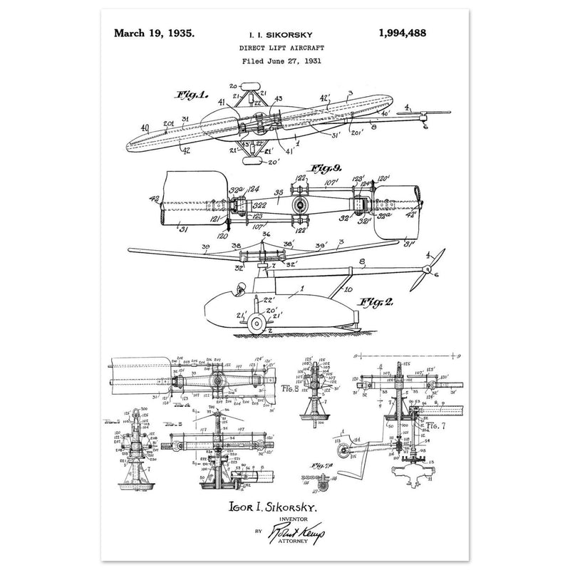 Direct Lift Aircraft patent by Sikorsky. Helicopter ancestor