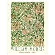 William Morris art print Honeysuckle wallpaper. Vintage flower and leaves poster.